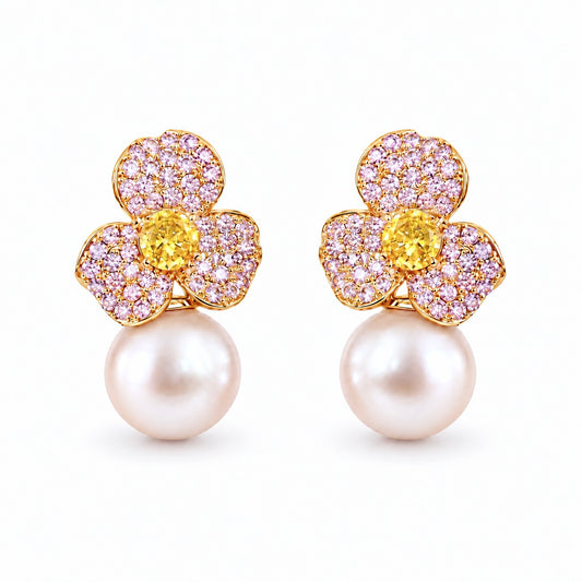 Ballet Rosé Camellia Freshwater Pearl Earrings