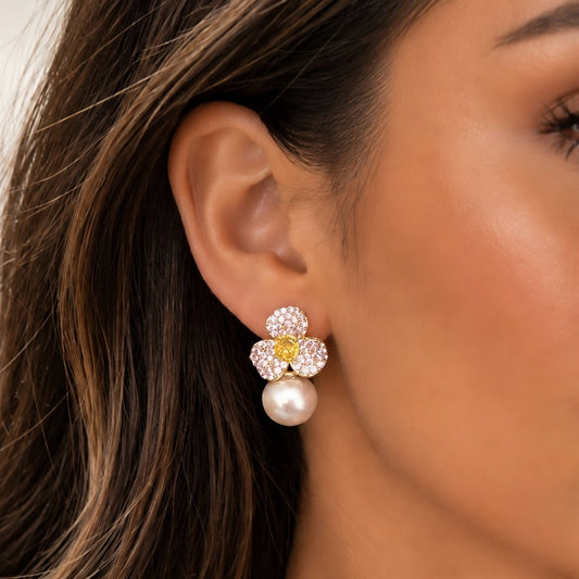 Ballet Rosé Camellia Freshwater Pearl Earrings