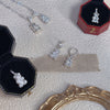 Zirconia Bear Necklace - Double Pendant