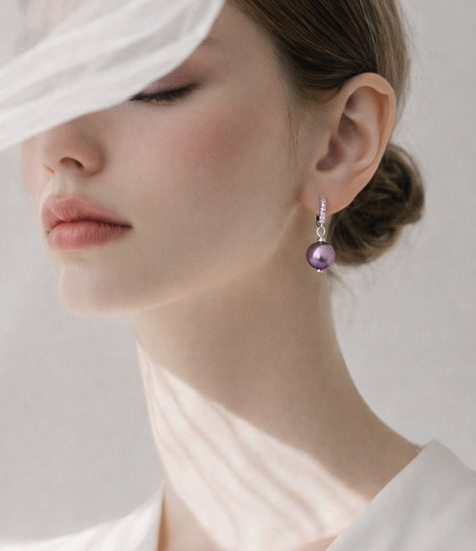 Velours Nocturne Pearl Hoop Earrings