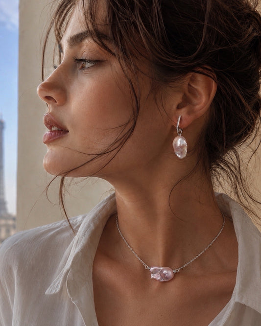 Lune Mauve Pearl Necklace