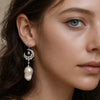 Moonlit Bloom Baroque Pearl Earrings - Silver