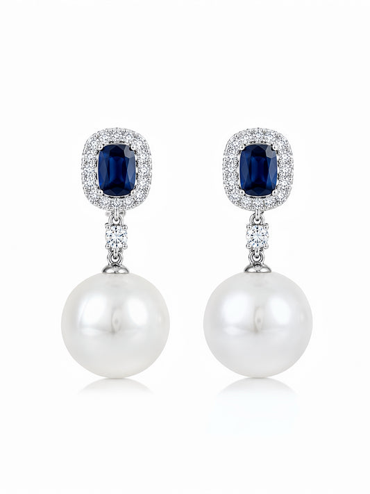 Royal Blue Pearl Earrings