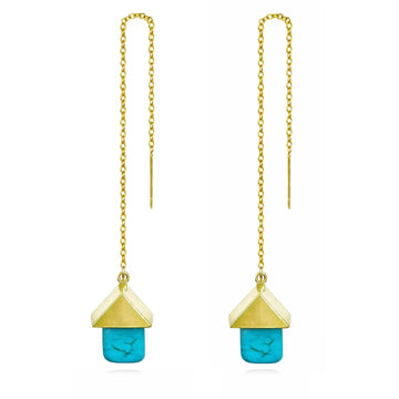 Turquoise Cottage Threader Earrings