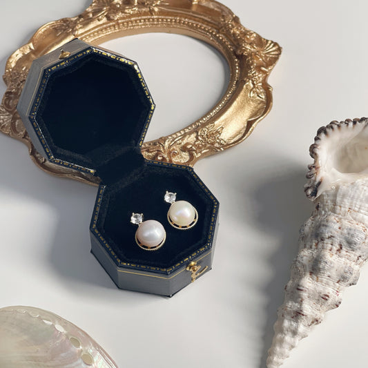 Celestia Zirconia and Pearl Earrings