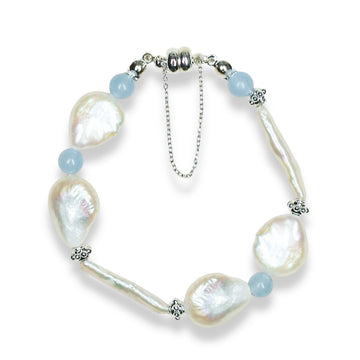 Aquamarine Baroque Pearl Bracelet