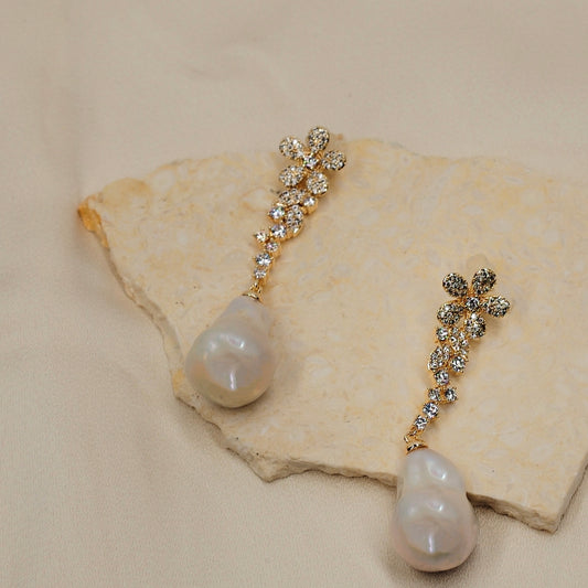 Petal Rain Baroque Pearl Earrings