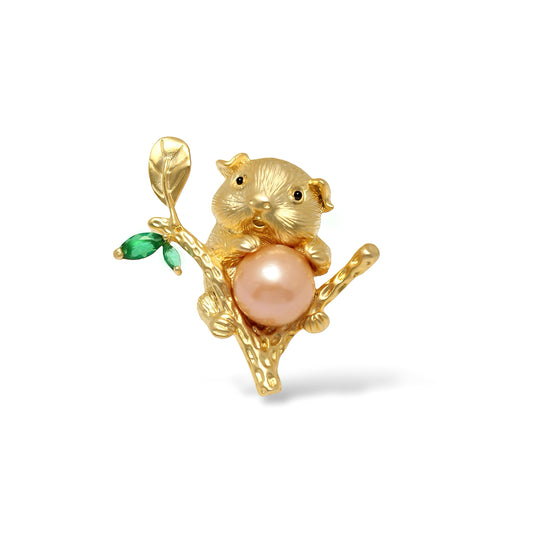 Pink Aurelia Squirrel Brooch