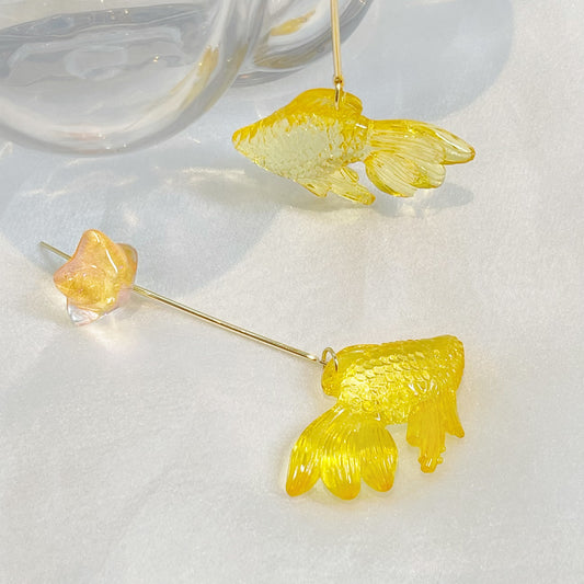 Glimmering Goldfish Earrings