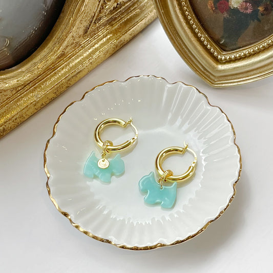 Welsh Corgi Hoop Earrings -  Blue