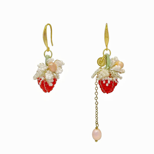 Strawberry Pearl Dangle Earrings