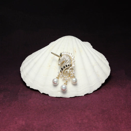 Imperial Unicorn Pearl Brooch