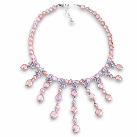 Camellia Cascade Freshwater Pearl Necklace