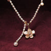 Rosé Petal Long Pearl Necklace by NINEMOO – product view 4
