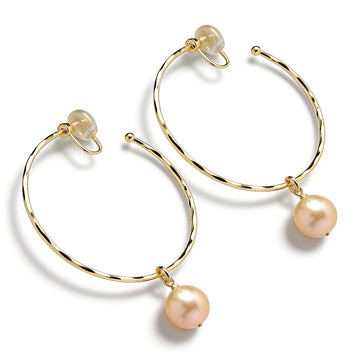 Lumière Gold Blush Pearl Clip Earrings