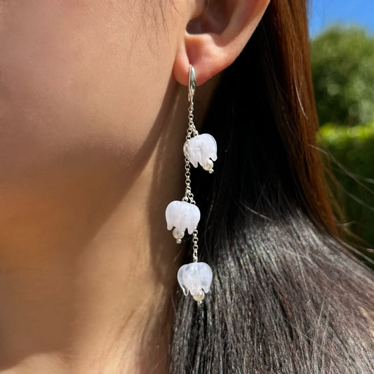 White Bluebell Silver Earrings