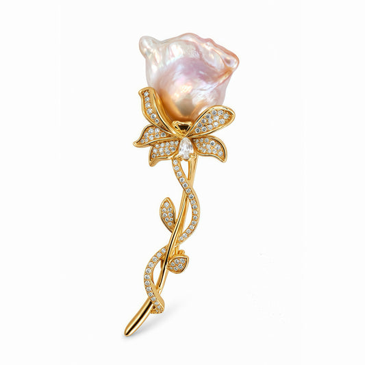 Rosebud Bloom Brooch Gold -Silver