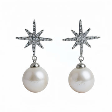 Celestial North Star Pearl Earrings