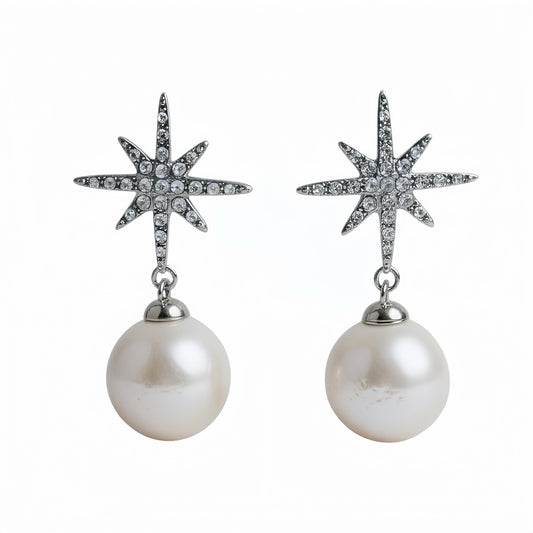 Celestial North Star Pearl Earrings