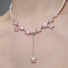 Shooting Star Pearl Necklace - Pink
