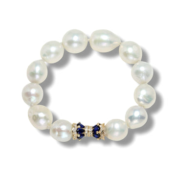 Royal Blue Iris Baroque Pearl Bracelet