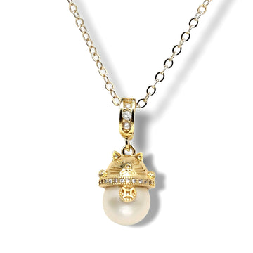 Guardian Cat Pearl Necklace
