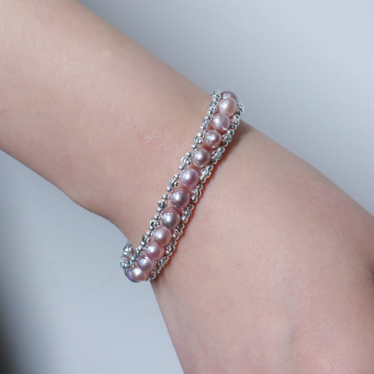 Rosy Pearl Woven Grace Bracelet