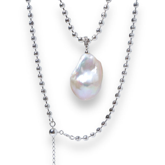 Baroque Pearl Sterling Silver Chain Necklace