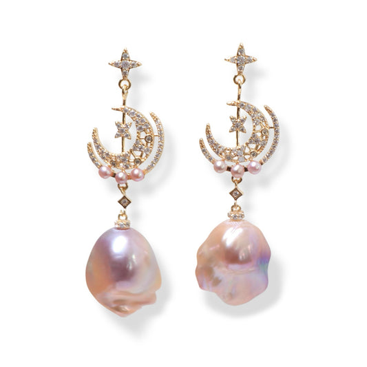 Moonlit Bloom Baroque Pearl Earrings