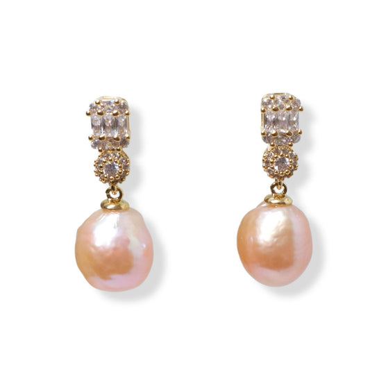 Golden Glow Baroque Pearl Earrings