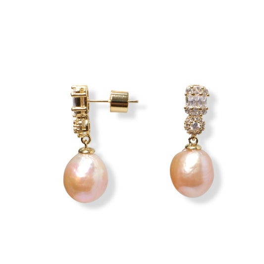 Golden Glow Baroque Pearl Earrings