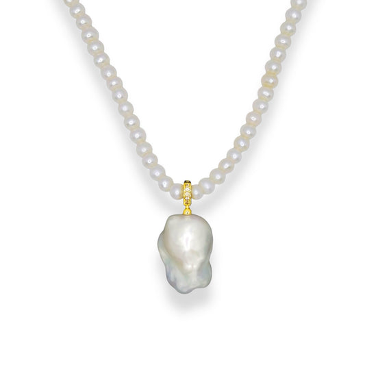 Natural Baroque Pearl Silver Necklace