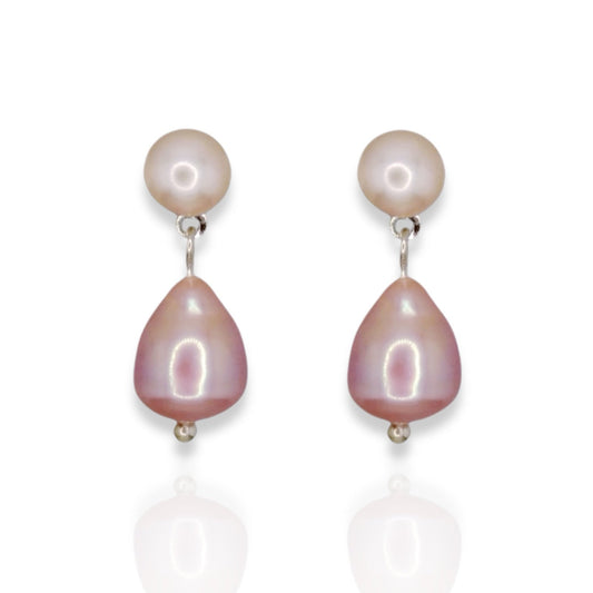 Pink Pearl Sterling Silver Earrings