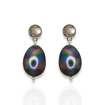 Black Baroque Pearl Sterling Silver Earrings