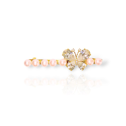 Zirconia Butterfly Pearl Spring Hair Clip