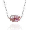 Silver Pink Baroque Pearl Necklace