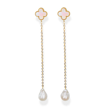 Baroque Pearl Drop golden Chain Earrings