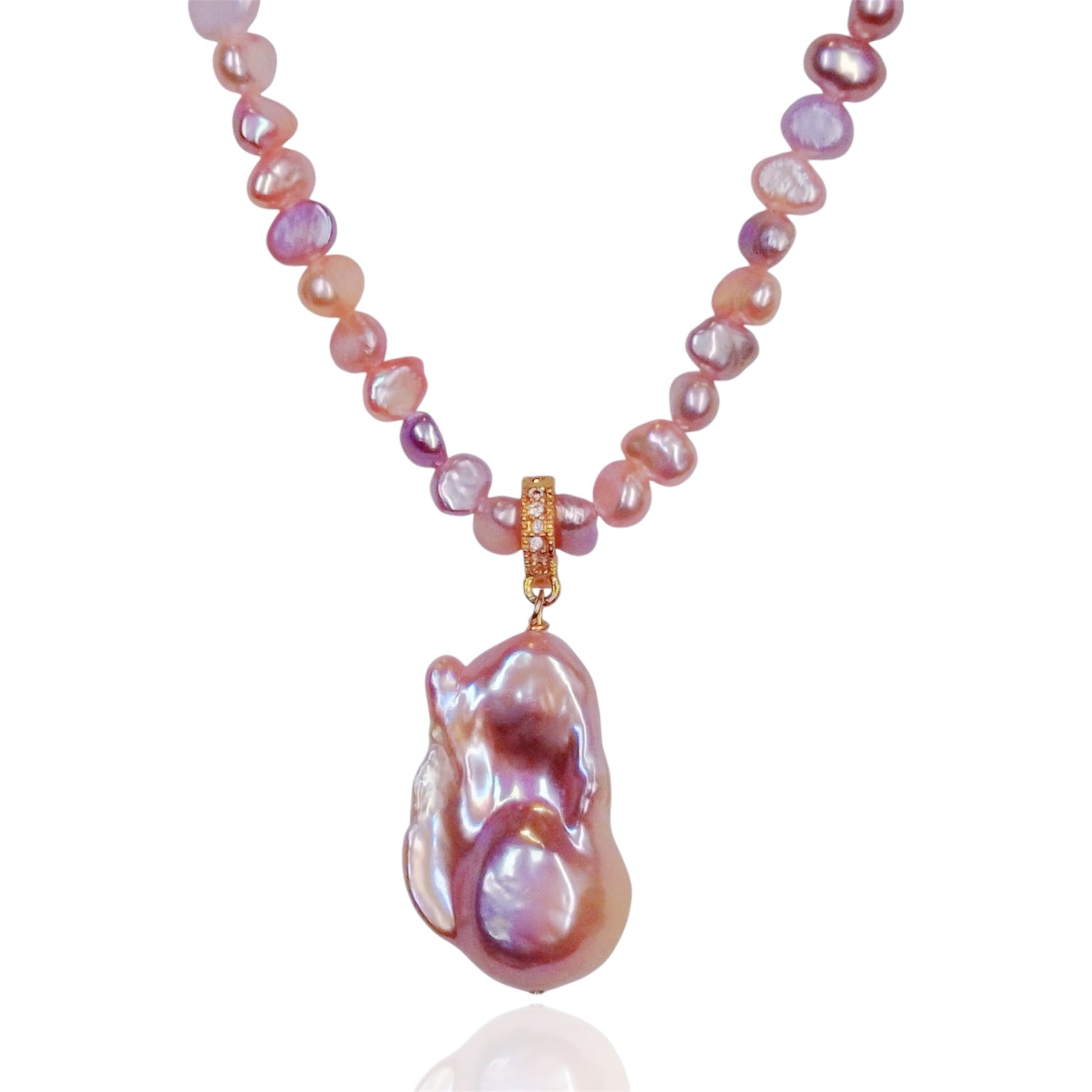 Large Pink Baroque Pearl Pendant Necklace – Ninemoo