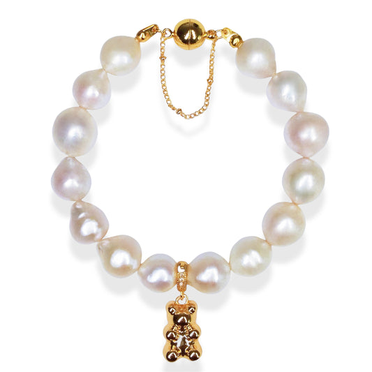 Pearl Bear Charm Bracelet