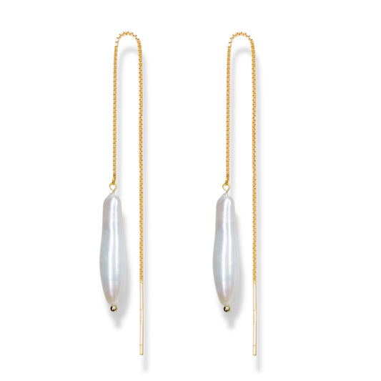 Classic Linear Pearl Threader Earrings