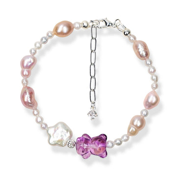 Crystal Bear Pearl Bracelet