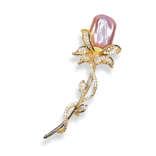 Rosebud Bloom Brooch (Gold & Silver）