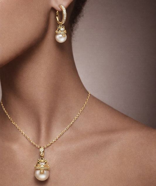 Guardian Cat Pearl Necklace