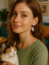 Ceramics Happy Cat Earrings