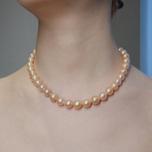 Elegant 10mm Premium Cultured Pink Pearl Necklace