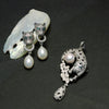 Silver Leopard Pearl Stud Earrings