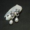 Silver Leopard Pearl Stud Earrings