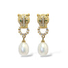 Gold Leopard Pearl Stud Earrings