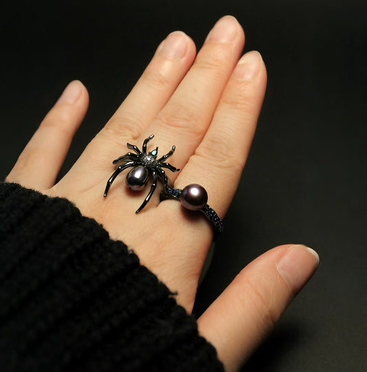 Mystic Spider Purple Pearl Ring