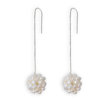 Pearl Hydrangea Threader Earrings